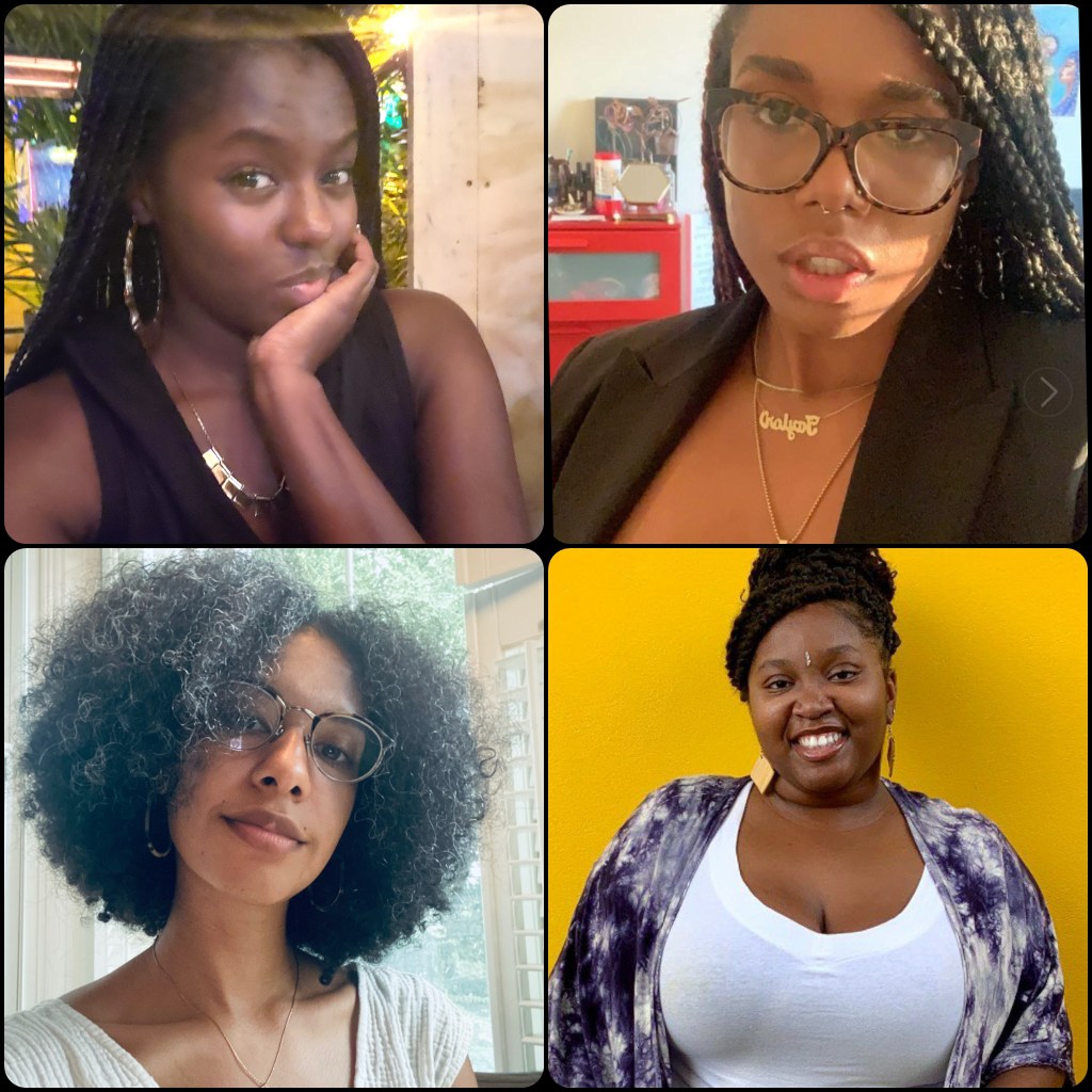 Image of Alexandria (Host, top left), Taylor (top right), Ellie (bottom left), Lorice (bottom right)